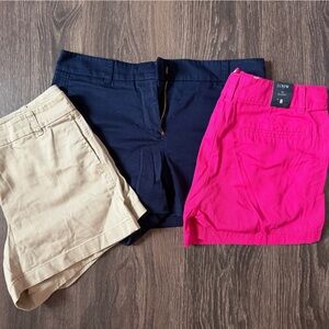 J. Crew Women’s Shorts Trio - Navy, Hot Pink, Beige